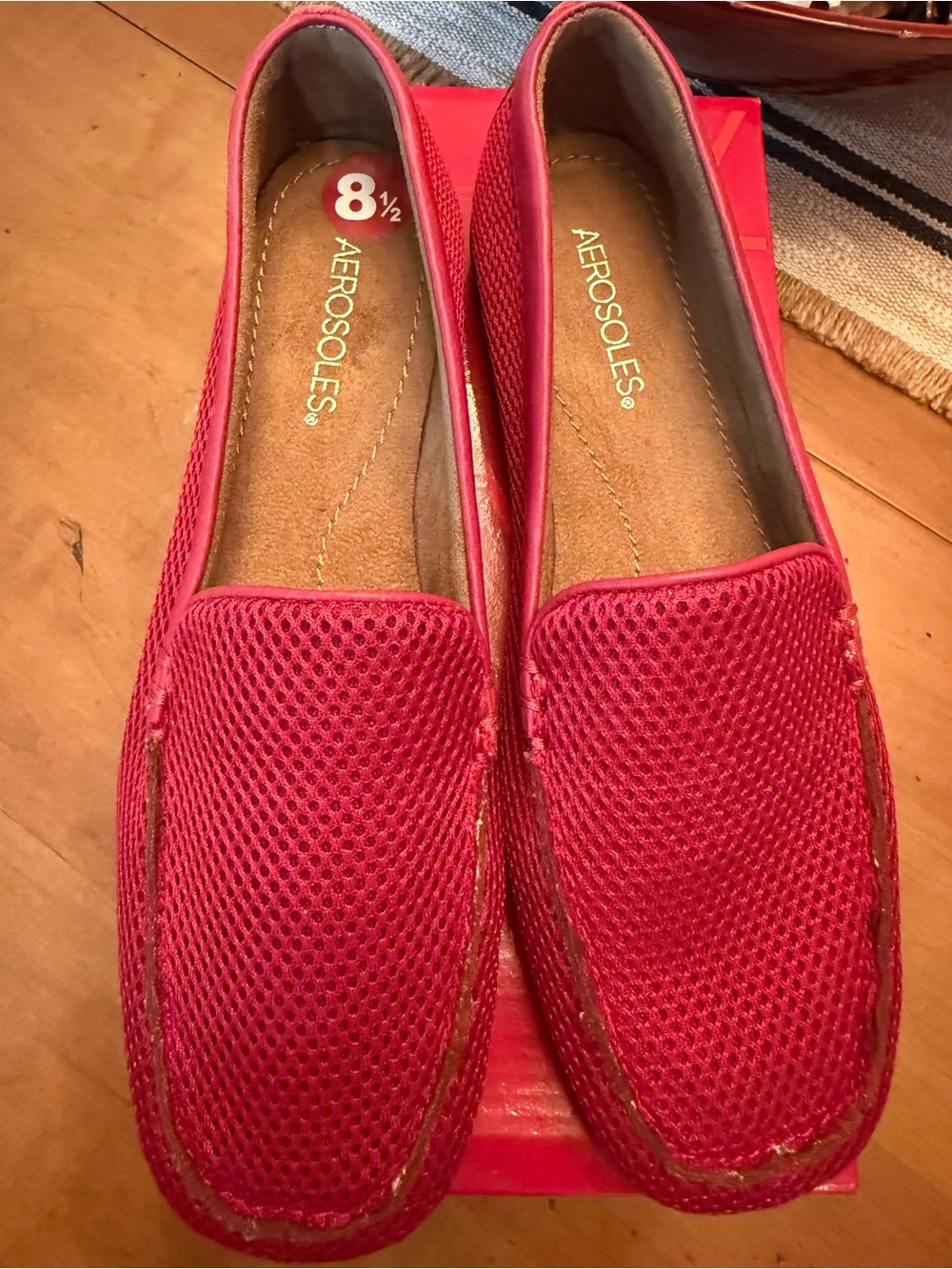 AEROSOLES Bright Pink Mesh Slip-On Flats